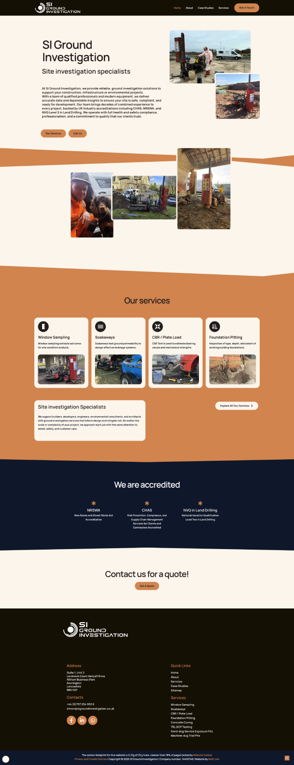 Si Ground Investigation Website Landing Page